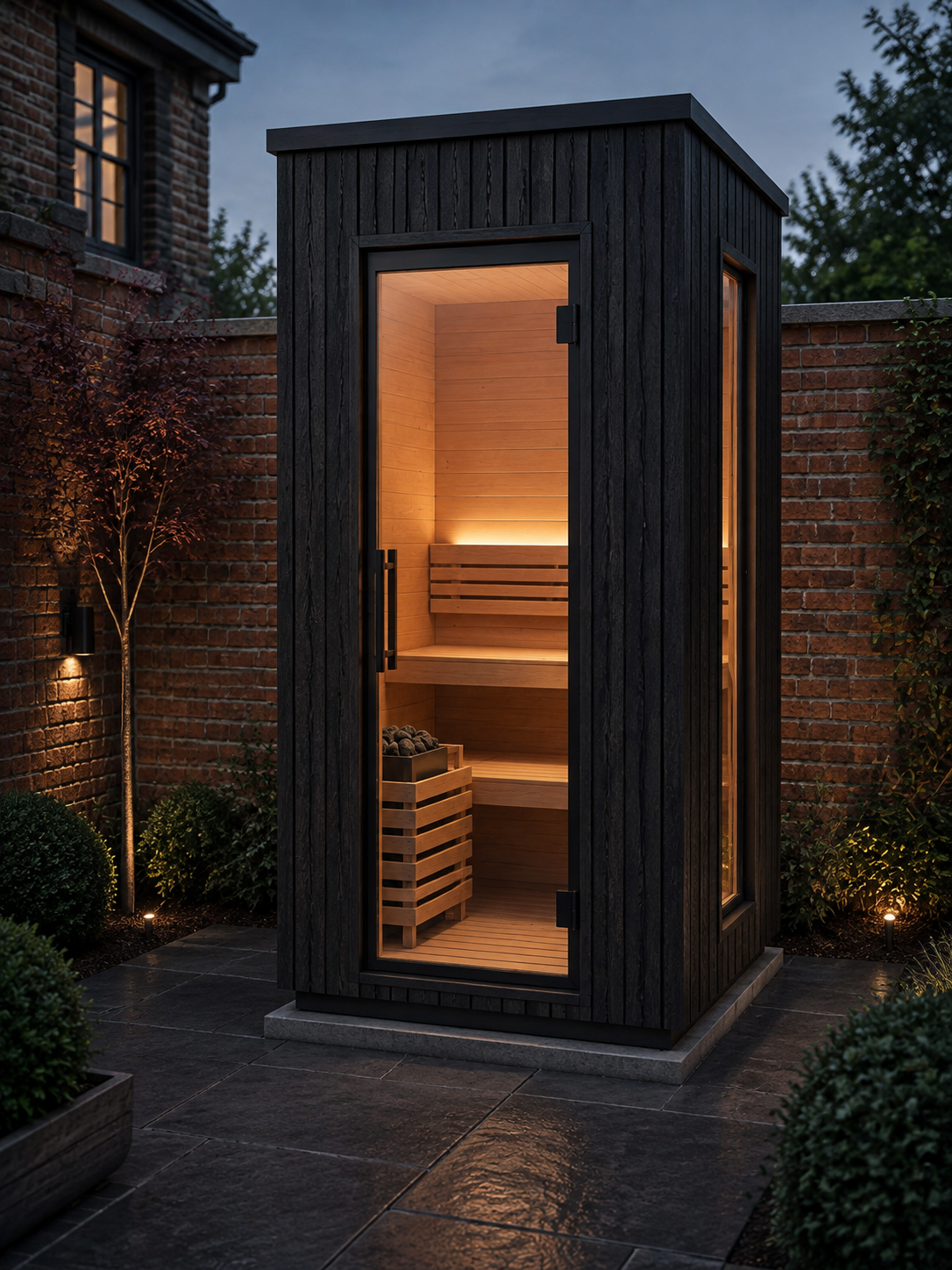 Residential Outpost sauna cabin concept, shown as a render